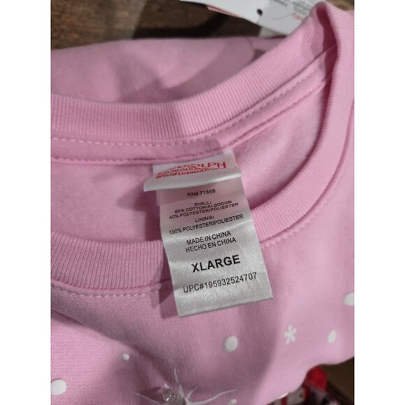 New X Large Rudolph Red Nosed Reindeer Pink Girls Christmas Sweatshirt Light Up. - Picture 10 of 10